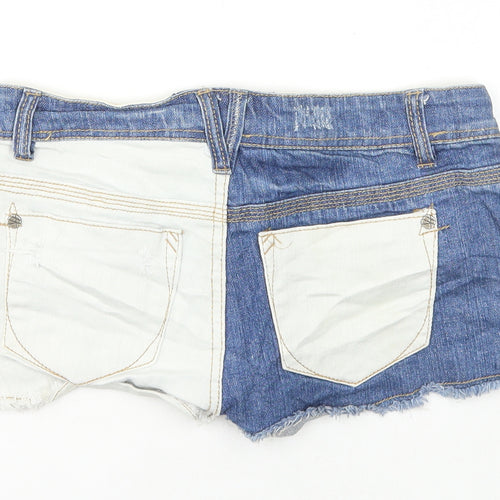 Hot Kiss Womens Multicoloured Colourblock Cotton Hot Pants Shorts Size 28 in Regular Button
