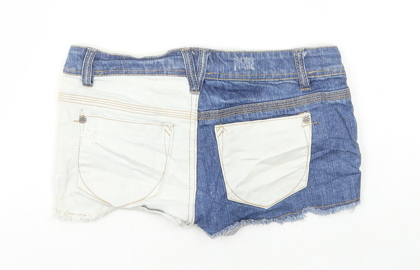 Hot Kiss Womens Multicoloured Colourblock Cotton Hot Pants Shorts Size 28 in Regular Button