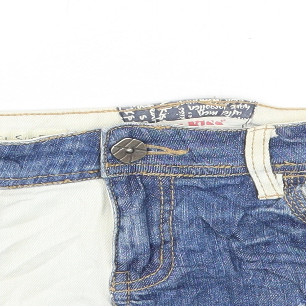 Hot Kiss Womens Multicoloured Colourblock Cotton Hot Pants Shorts Size 28 in Regular Button