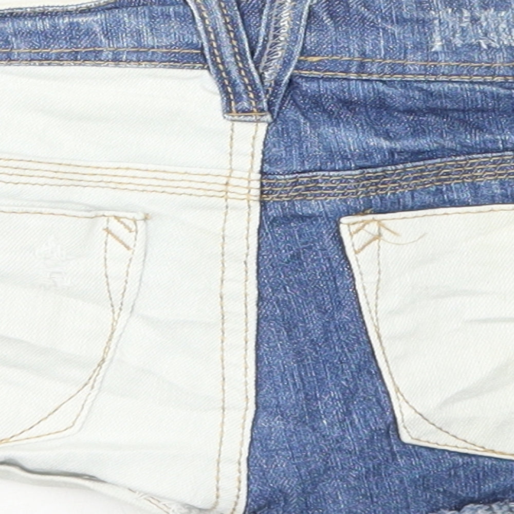 Hot Kiss Womens Multicoloured Colourblock Cotton Hot Pants Shorts Size 28 in Regular Button