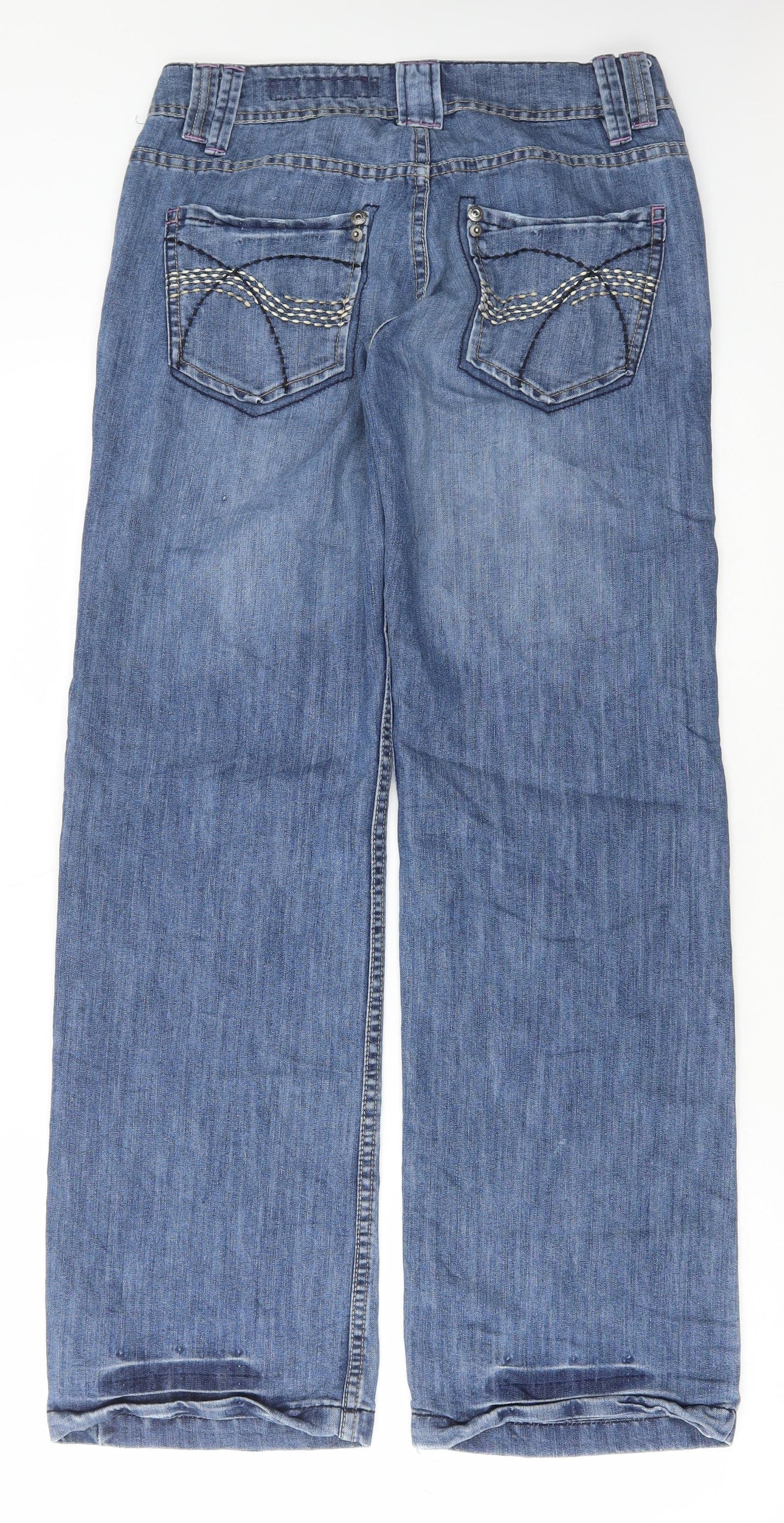 Cherokee Womens Blue Cotton Wide-Leg Jeans Size 10 L32 in Regular Button