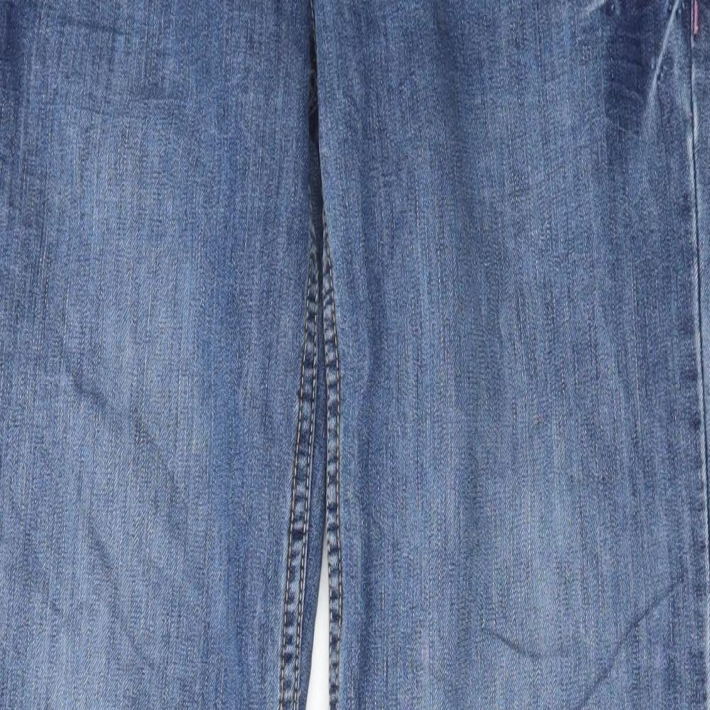 Cherokee Womens Blue Cotton Wide-Leg Jeans Size 10 L32 in Regular Button