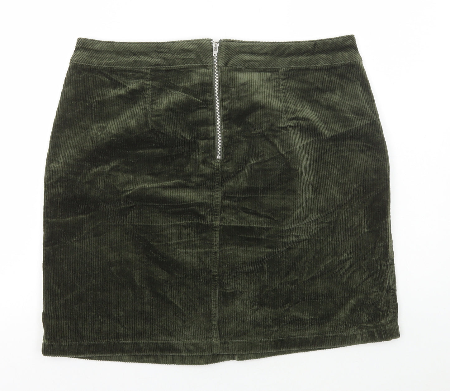 M&Co Womens Green Cotton Mini Skirt Size 14 Zip