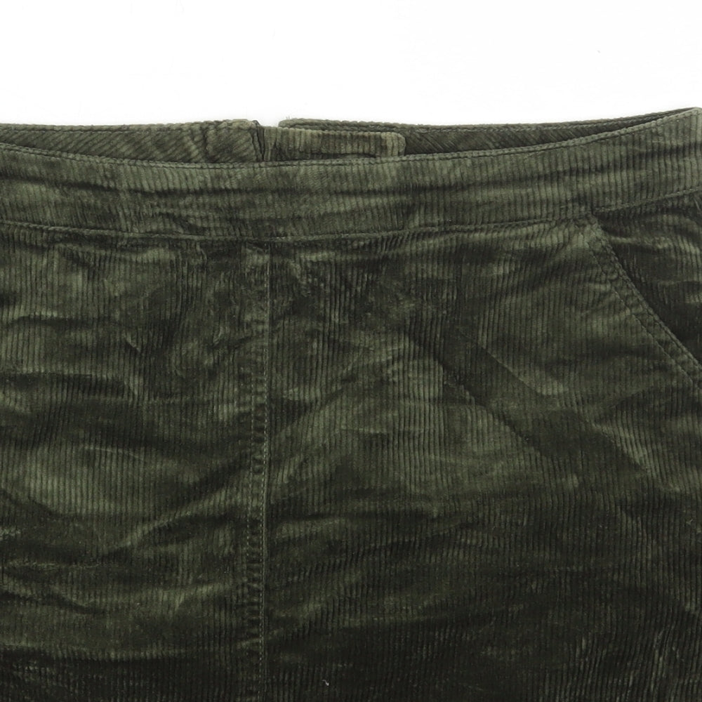 M&Co Womens Green Cotton Mini Skirt Size 14 Zip