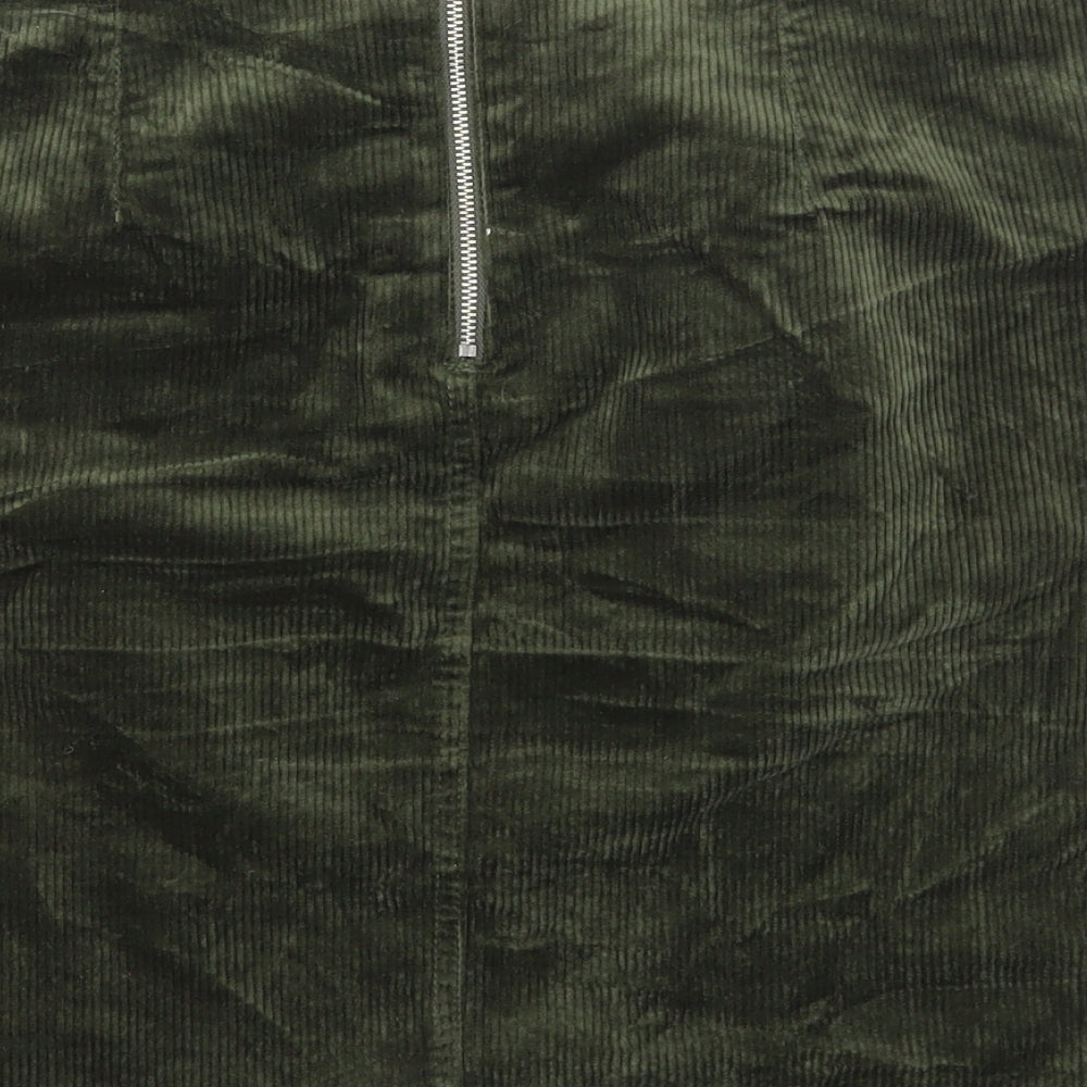 M&Co Womens Green Cotton Mini Skirt Size 14 Zip