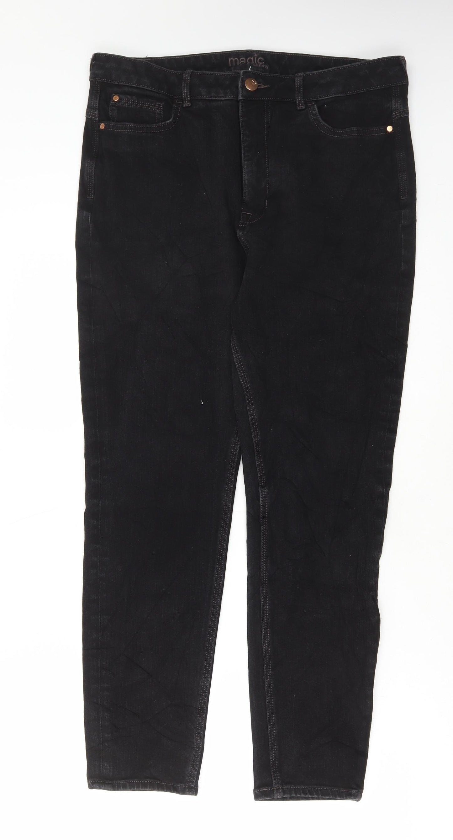 Marks and Spencer Womens Black Cotton Skinny Jeans Size 16 L27 in Regular Button