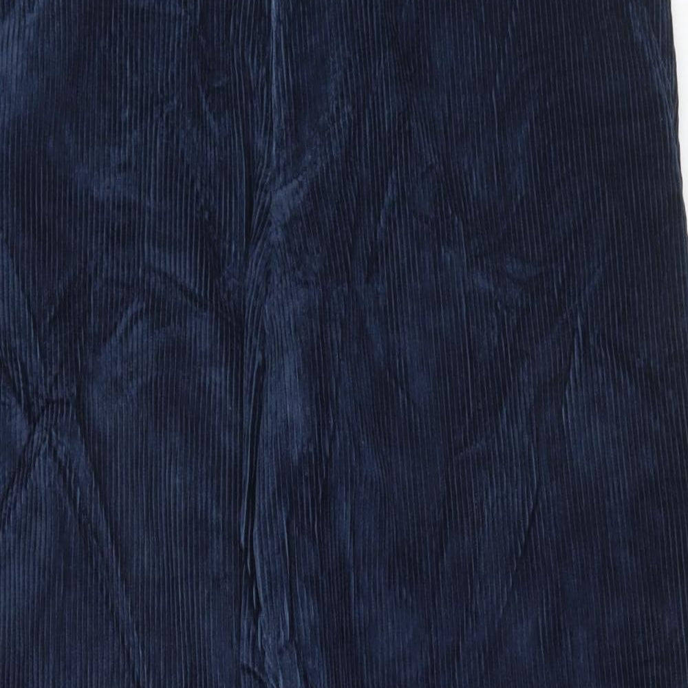 Marks and Spencer Mens Blue Cotton Trousers Size 36 in L31 in Regular Hook & Eye