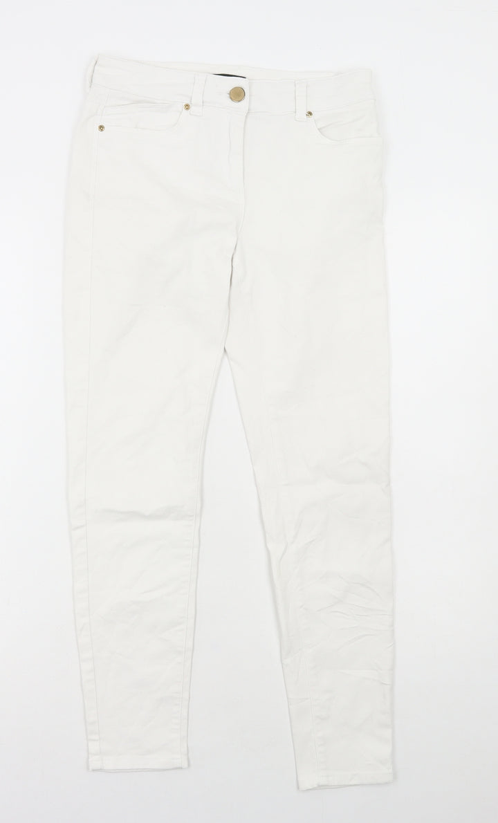 Marks and Spencer Womens White Cotton Skinny Jeans Size 8 L27 in Regular Button