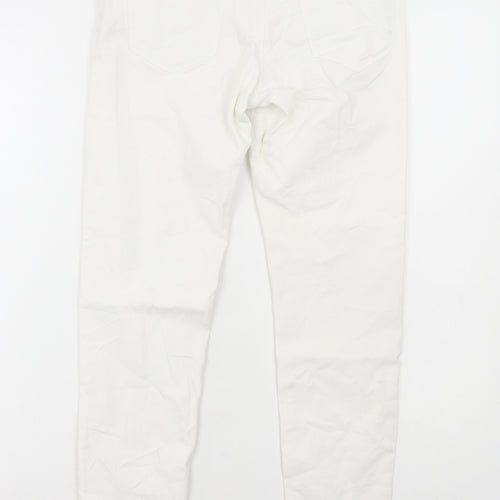Marks and Spencer Womens White Cotton Skinny Jeans Size 8 L27 in Regular Button