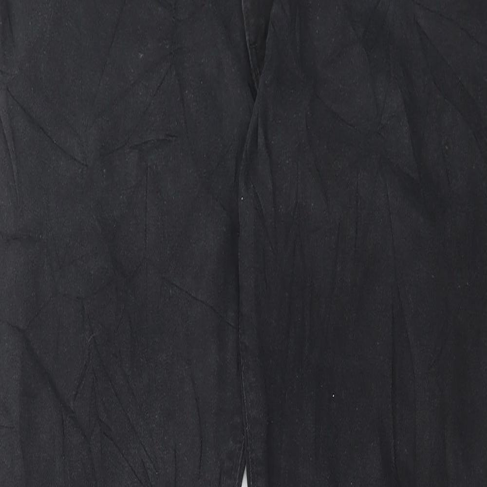 Marks and Spencer Mens Black Cotton Straight Jeans Size 38 in L33 in Regular Button