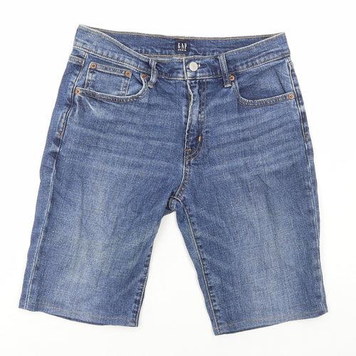 Gap Mens Blue Cotton Bermuda Shorts Size 26 in L10 in Regular Button