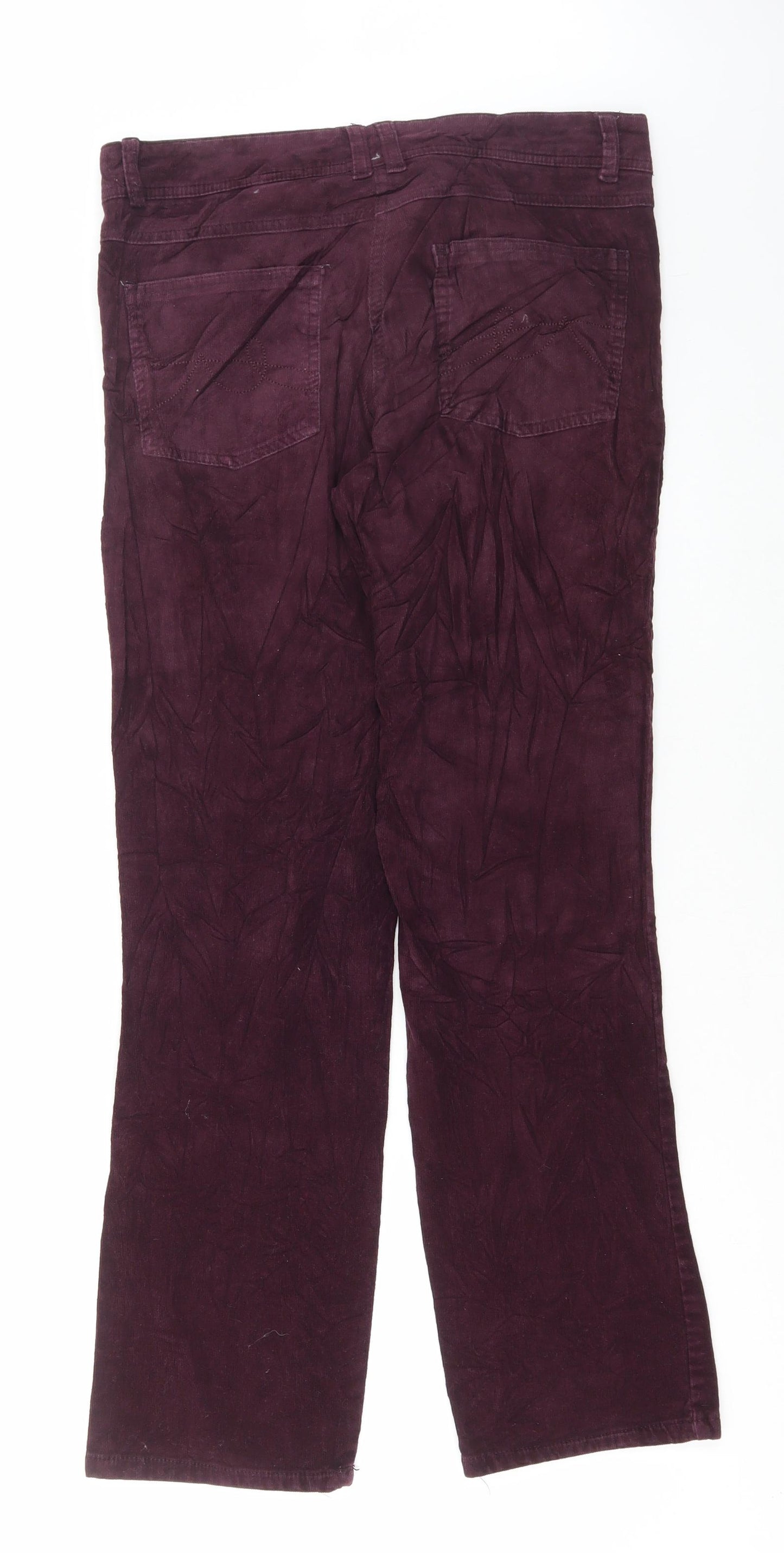 M&Co Womens Purple Cotton Trousers Size 12 L32 in Regular Button