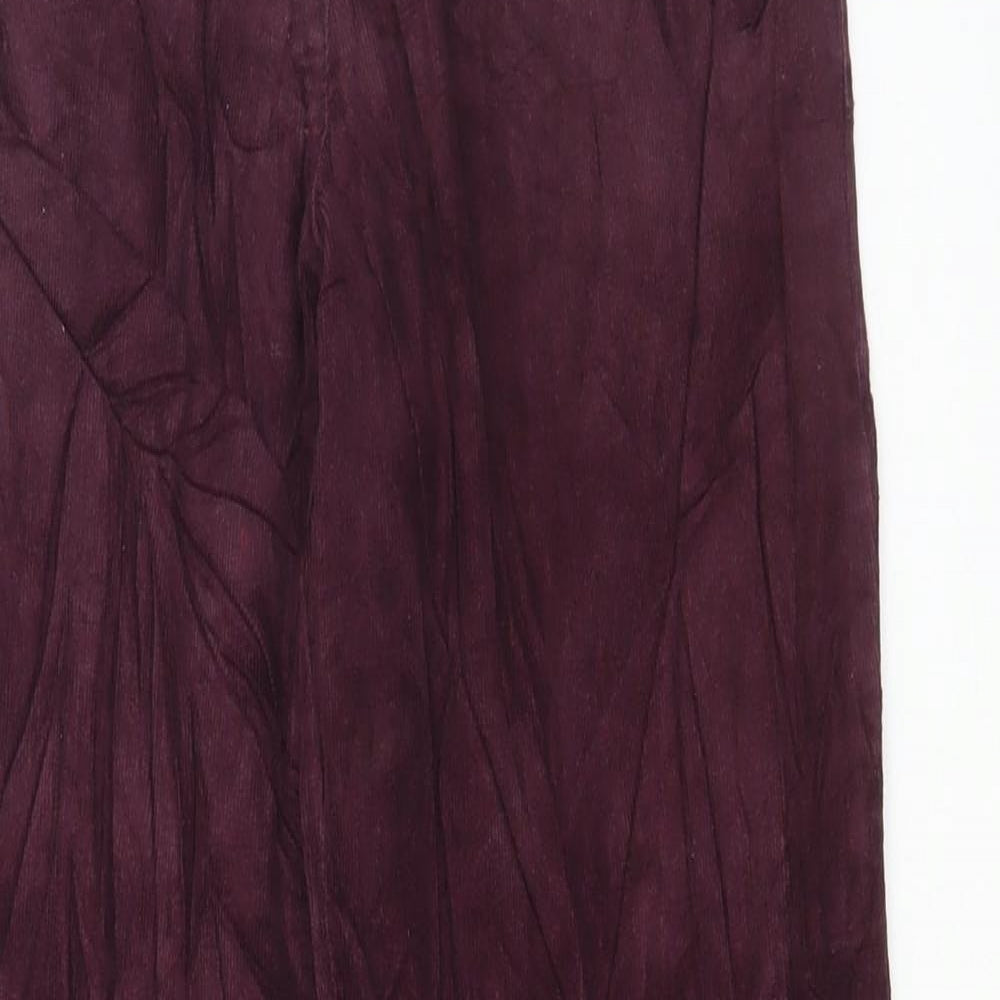 M&Co Womens Purple Cotton Trousers Size 12 L32 in Regular Button