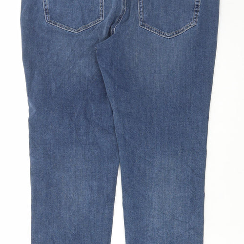 Marks and Spencer Womens Blue Cotton Skinny Jeans Size 32 in L26 in Regular Button