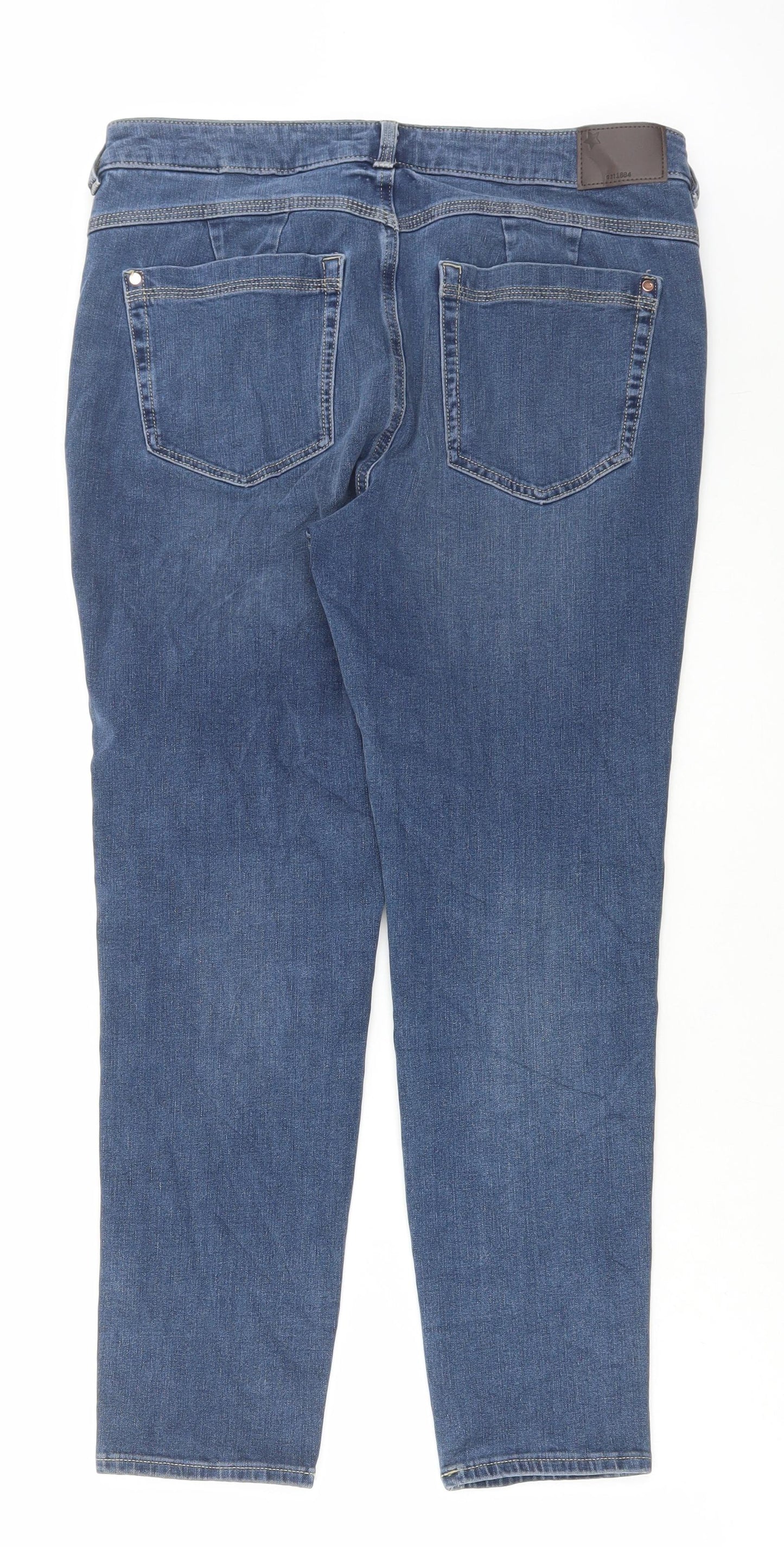 Marks and Spencer Womens Blue Cotton Skinny Jeans Size 32 in L26 in Regular Button