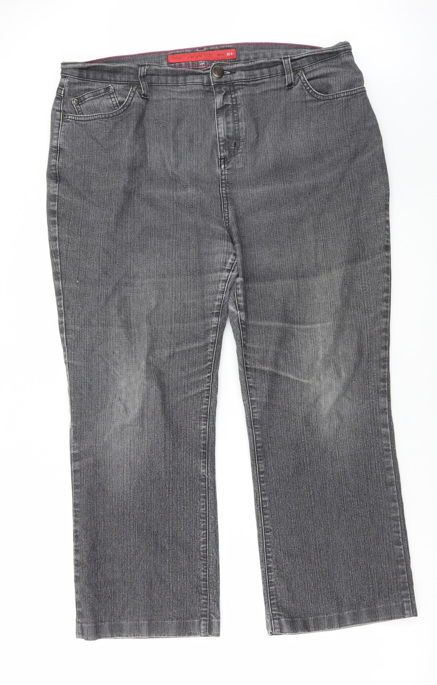 Marks and Spencer Womens Grey Cotton Bootcut Jeans Size 20 L26 in Regular Button