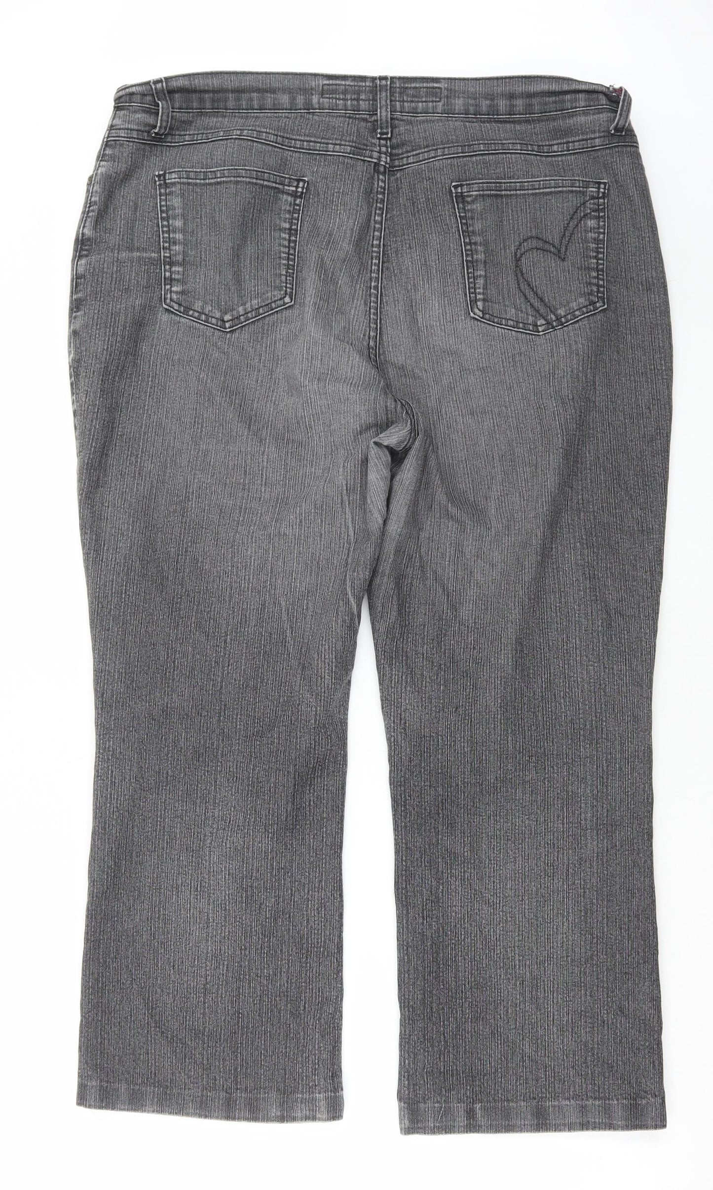 Marks and Spencer Womens Grey Cotton Bootcut Jeans Size 20 L26 in Regular Button