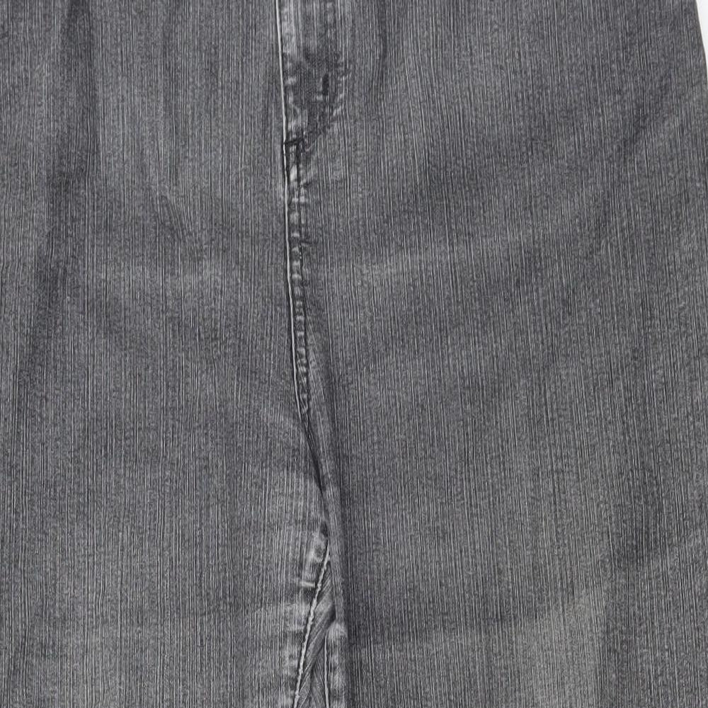 Marks and Spencer Womens Grey Cotton Bootcut Jeans Size 20 L26 in Regular Button