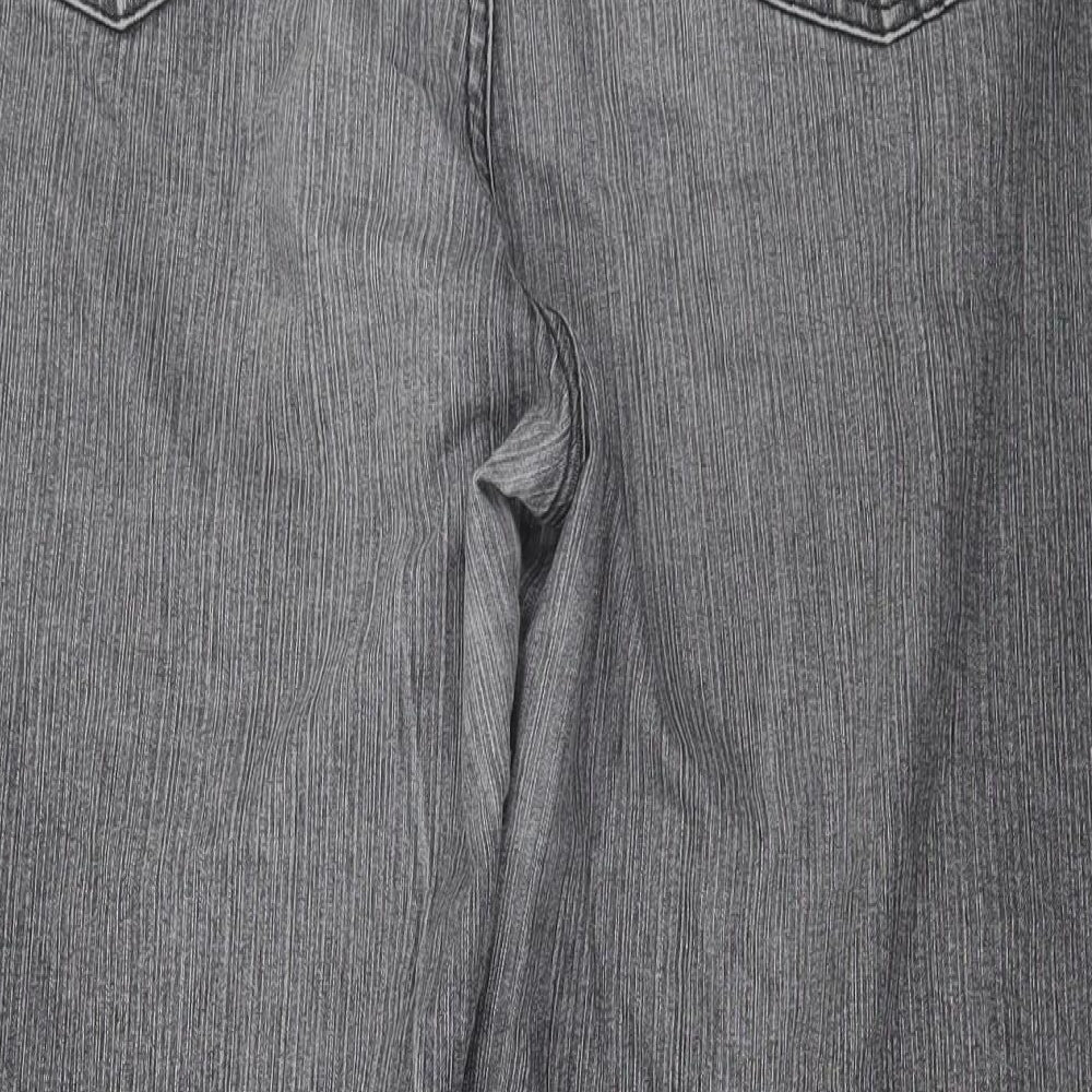Marks and Spencer Womens Grey Cotton Bootcut Jeans Size 20 L26 in Regular Button