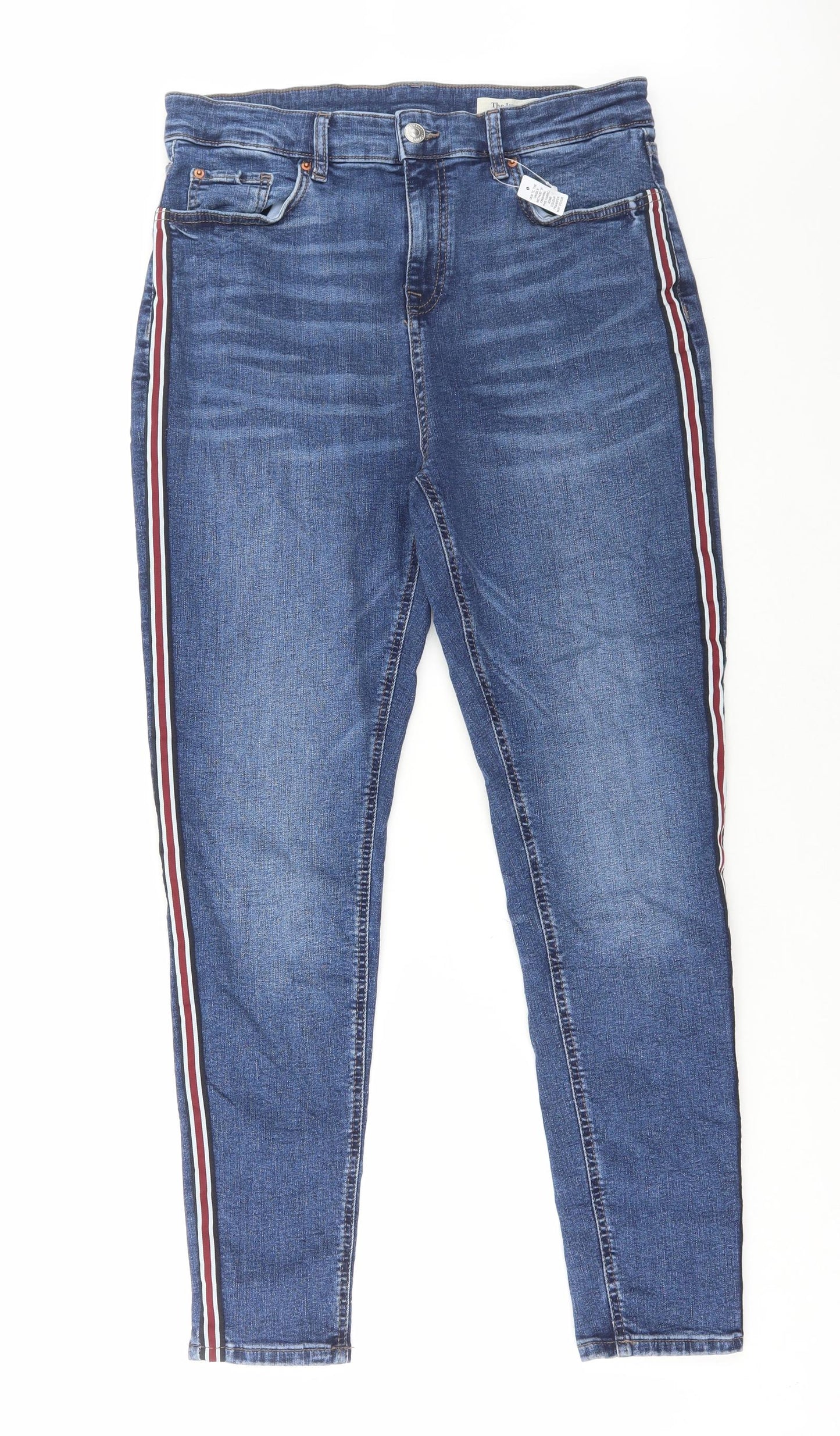 Marks and Spencer Womens Blue Cotton Skinny Jeans Size 14 L28 in Regular Button