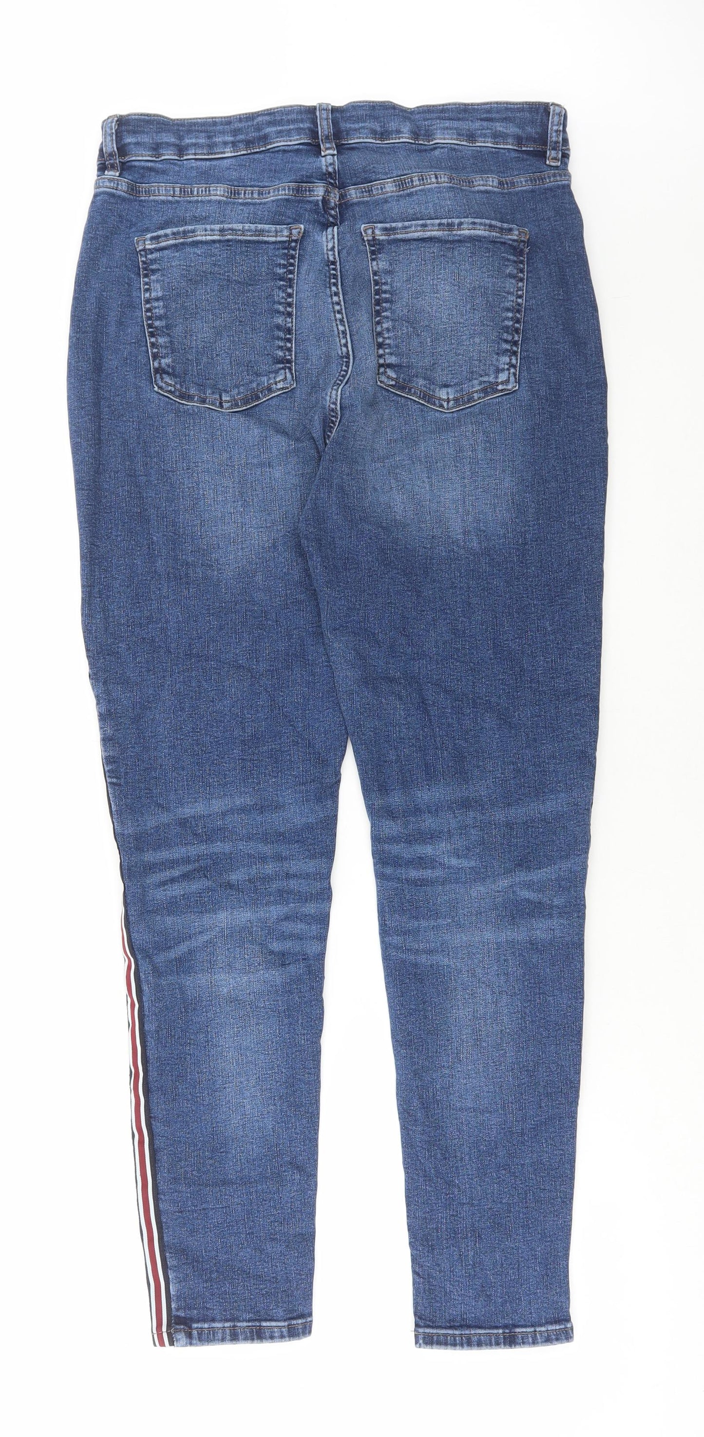 Marks and Spencer Womens Blue Cotton Skinny Jeans Size 14 L28 in Regular Button
