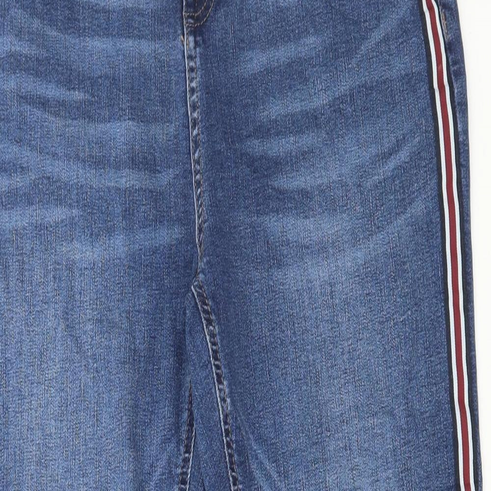 Marks and Spencer Womens Blue Cotton Skinny Jeans Size 14 L28 in Regular Button