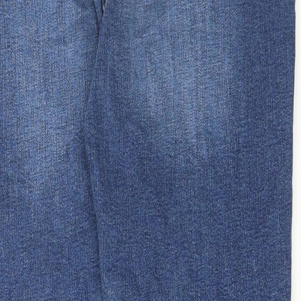Marks and Spencer Womens Blue Cotton Skinny Jeans Size 14 L28 in Regular Button