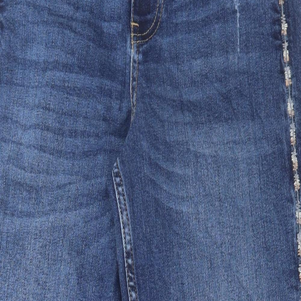 Marks and Spencer Womens Blue Cotton Mom Jeans Size 6 L27 in Regular Button