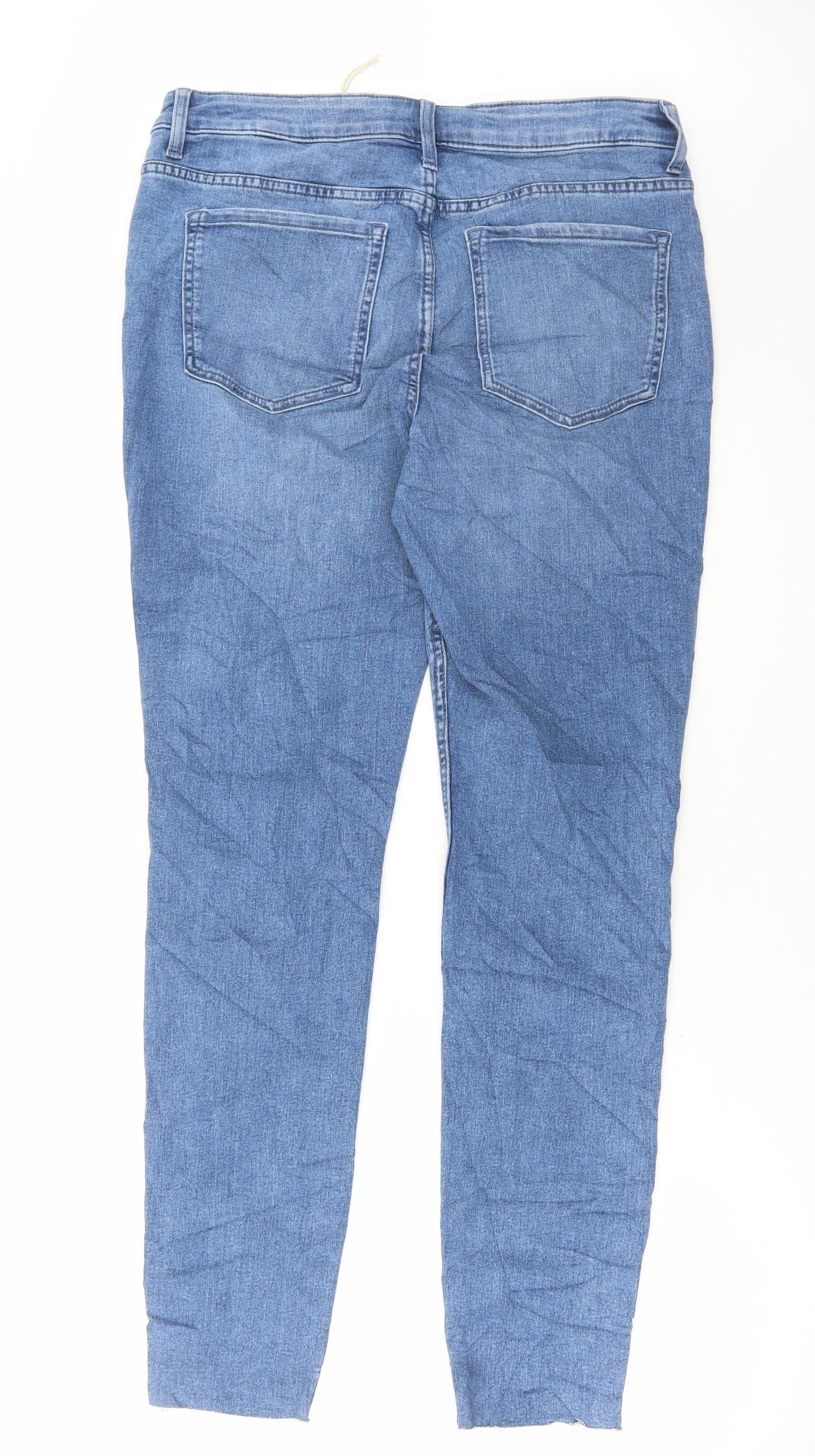 Marks and Spencer Womens Blue Cotton Skinny Jeans Size 14 L31 in Regular Button