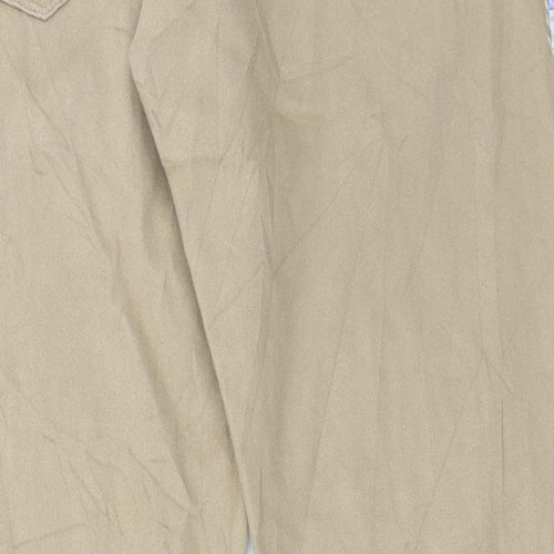 Marks and Spencer Mens Beige Cotton Chino Trousers Size 40 in L31 in Regular Button