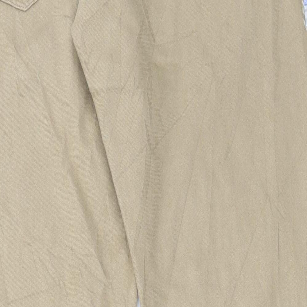 Marks and Spencer Mens Beige Cotton Chino Trousers Size 40 in L31 in Regular Button