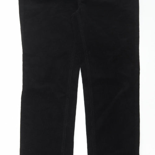 Marks and Spencer Womens Black Cotton Trousers Size 12 L30 in Regular Button
