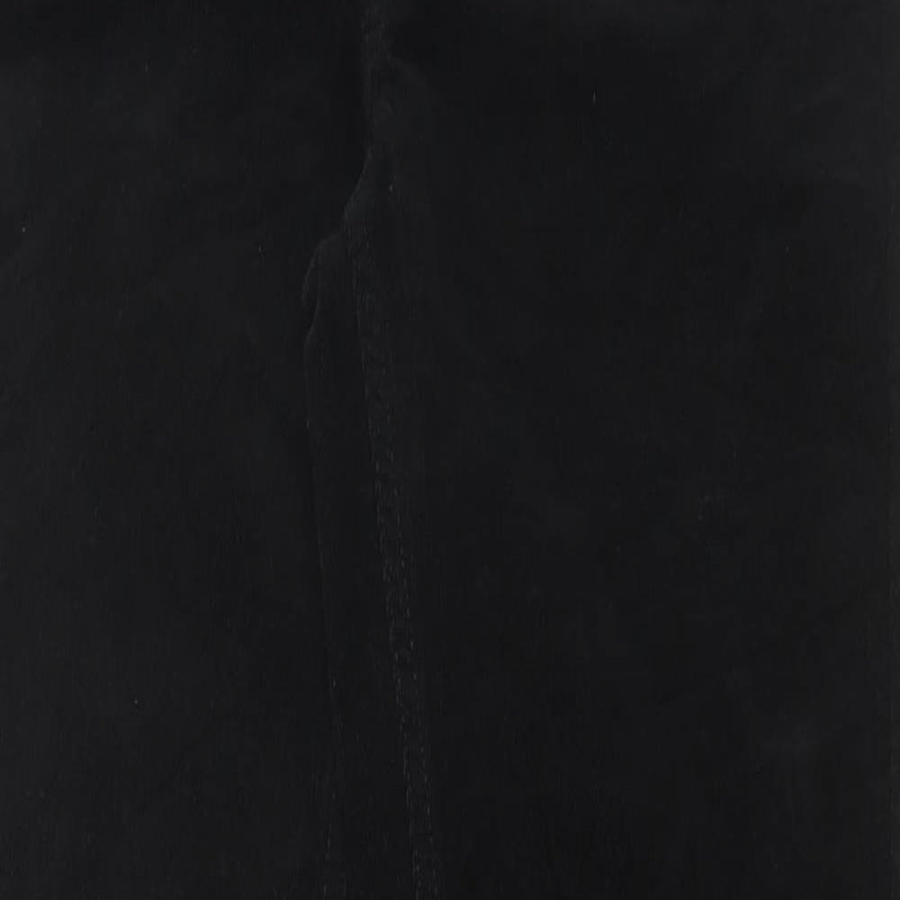 Marks and Spencer Womens Black Cotton Trousers Size 12 L30 in Regular Button