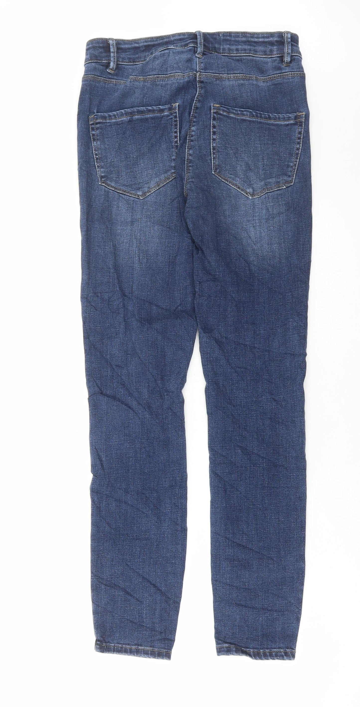 NEXT Womens Blue Cotton Skinny Jeans Size 10 L29 in Regular Button