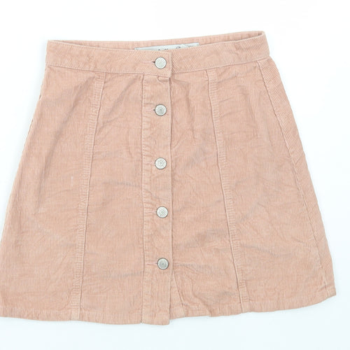 Denim & Co. Womens Pink Cotton Mini Skirt Size 6 Button