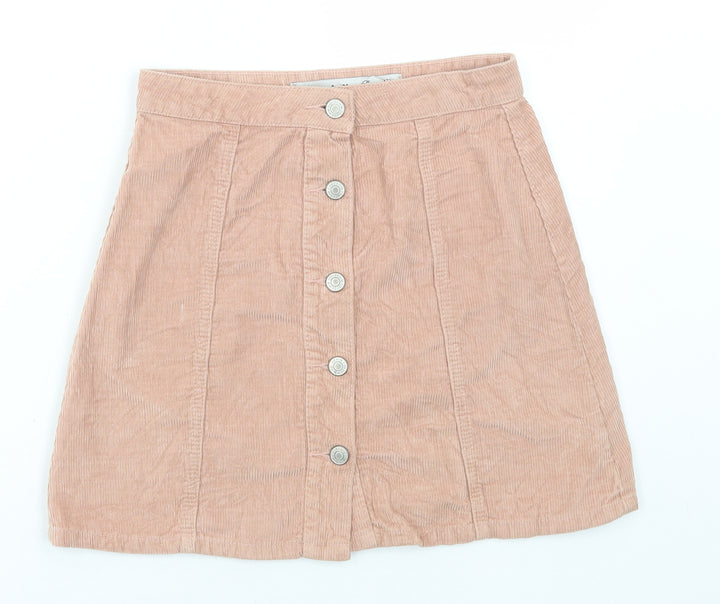 Denim & Co. Womens Pink Cotton Mini Skirt Size 6 Button