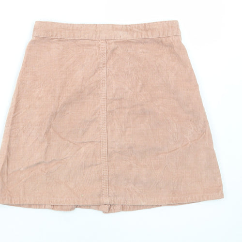 Denim & Co. Womens Pink Cotton Mini Skirt Size 6 Button