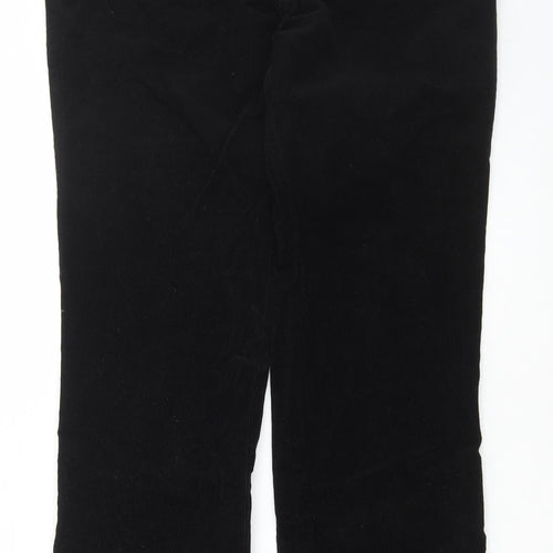 Marks and Spencer Womens Black Cotton Trousers Size 12 L30 in Regular Button