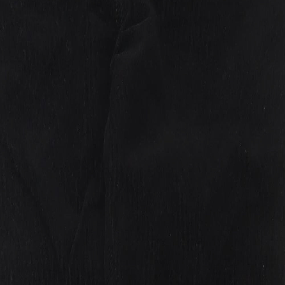 Marks and Spencer Womens Black Cotton Trousers Size 12 L30 in Regular Button