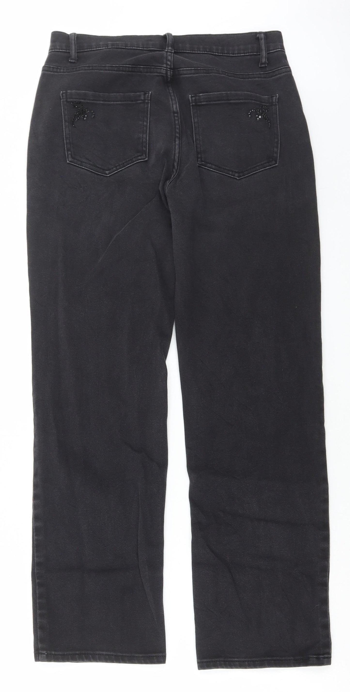 Marks and Spencer Womens Grey Cotton Straight Jeans Size 10 L27 in Regular Button