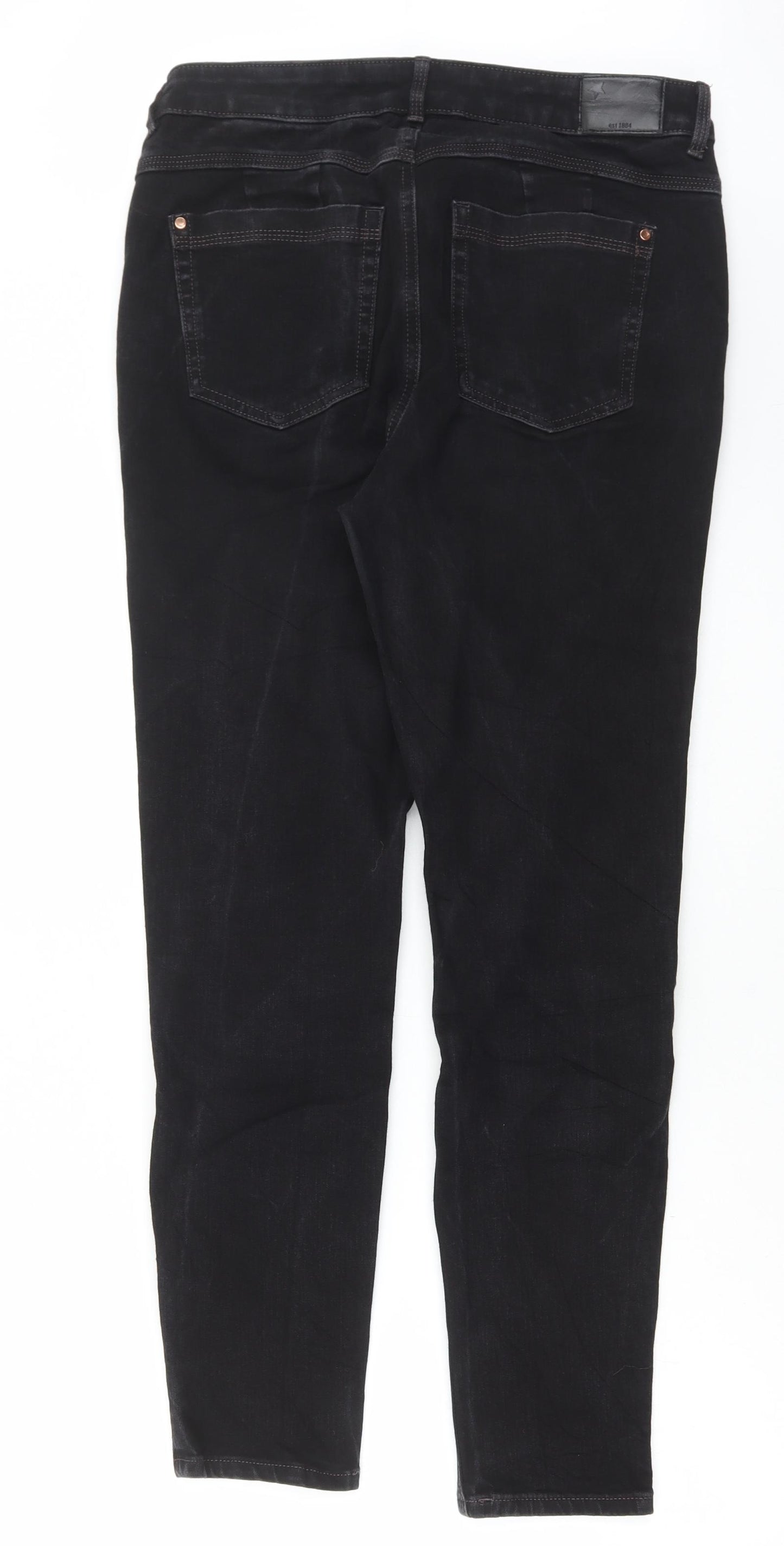 Marks and Spencer Womens Black Cotton Skinny Jeans Size 14 L29 in Regular Button