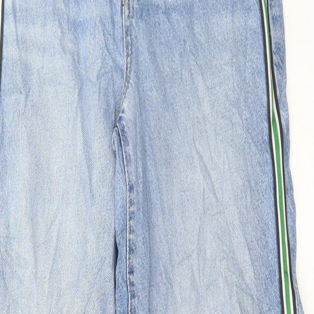 Marks and Spencer Womens Blue Cotton Wide-Leg Jeans Size 6 L31 in Regular Button