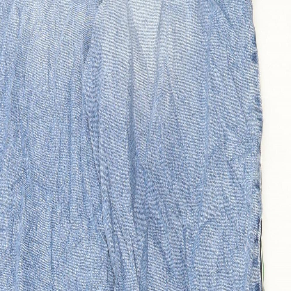 Marks and Spencer Womens Blue Cotton Wide-Leg Jeans Size 6 L31 in Regular Button