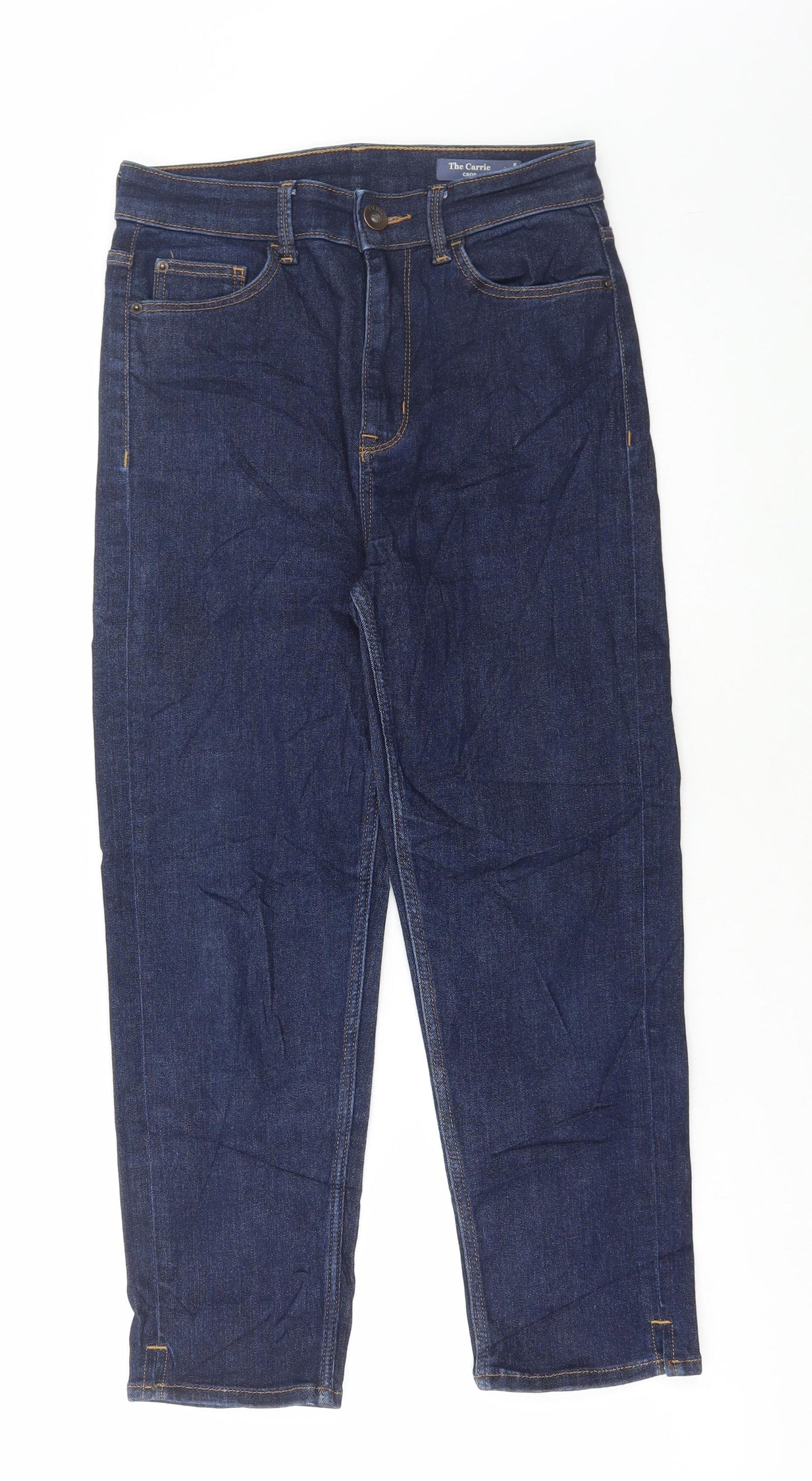 Marks and Spencer Womens Blue Cotton Cropped Jeans Size 8 L26 in Regular Button