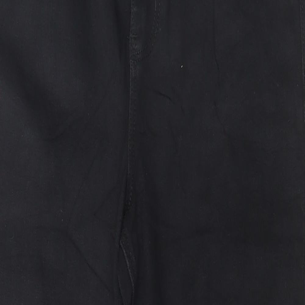 Marks and Spencer Womens Black Cotton Flared Jeans Size 12 L26 in Regular Button - Cropped