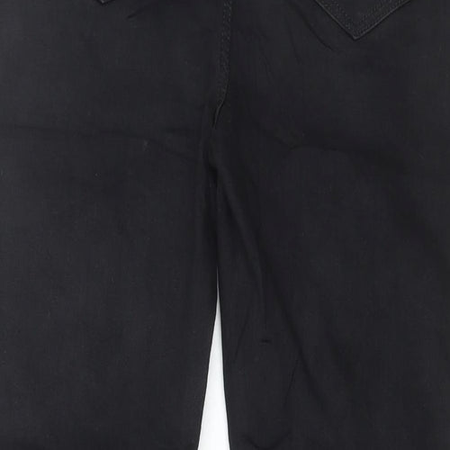Marks and Spencer Womens Black Cotton Flared Jeans Size 12 L26 in Regular Button - Cropped