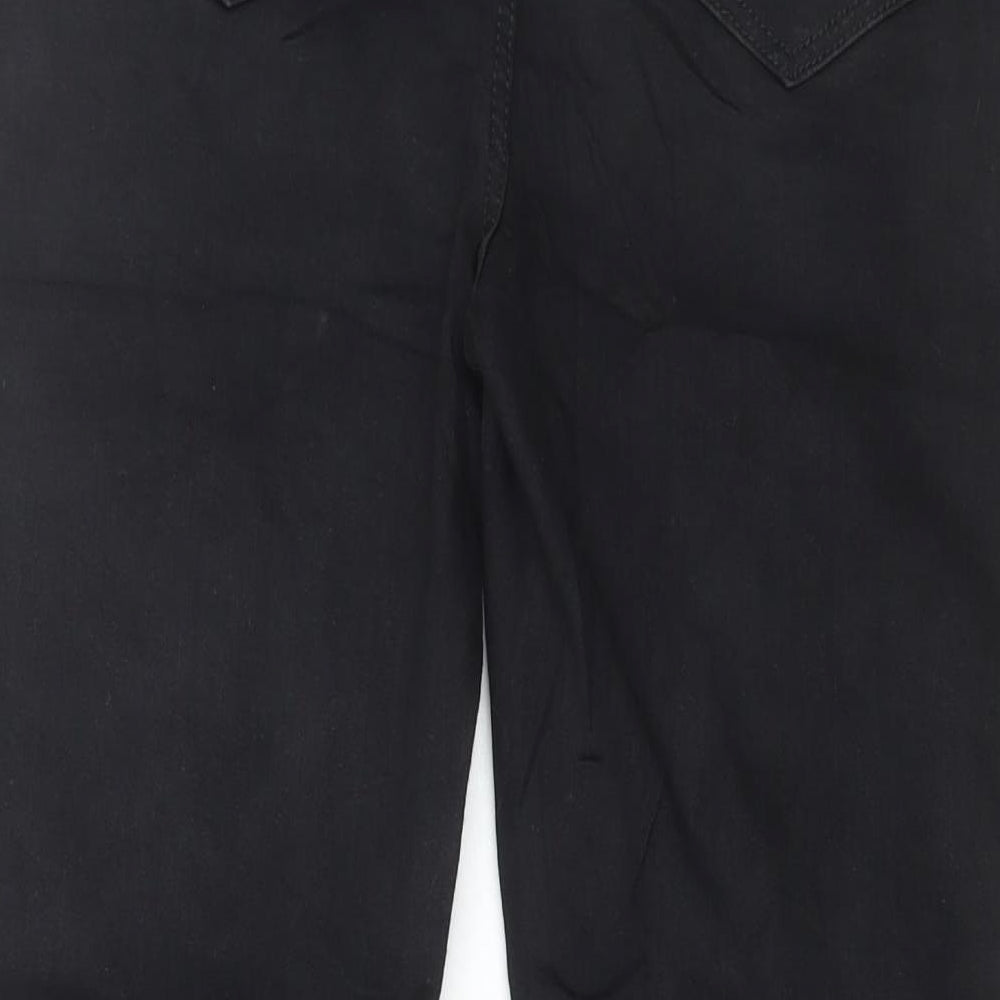 Marks and Spencer Womens Black Cotton Flared Jeans Size 12 L26 in Regular Button - Cropped