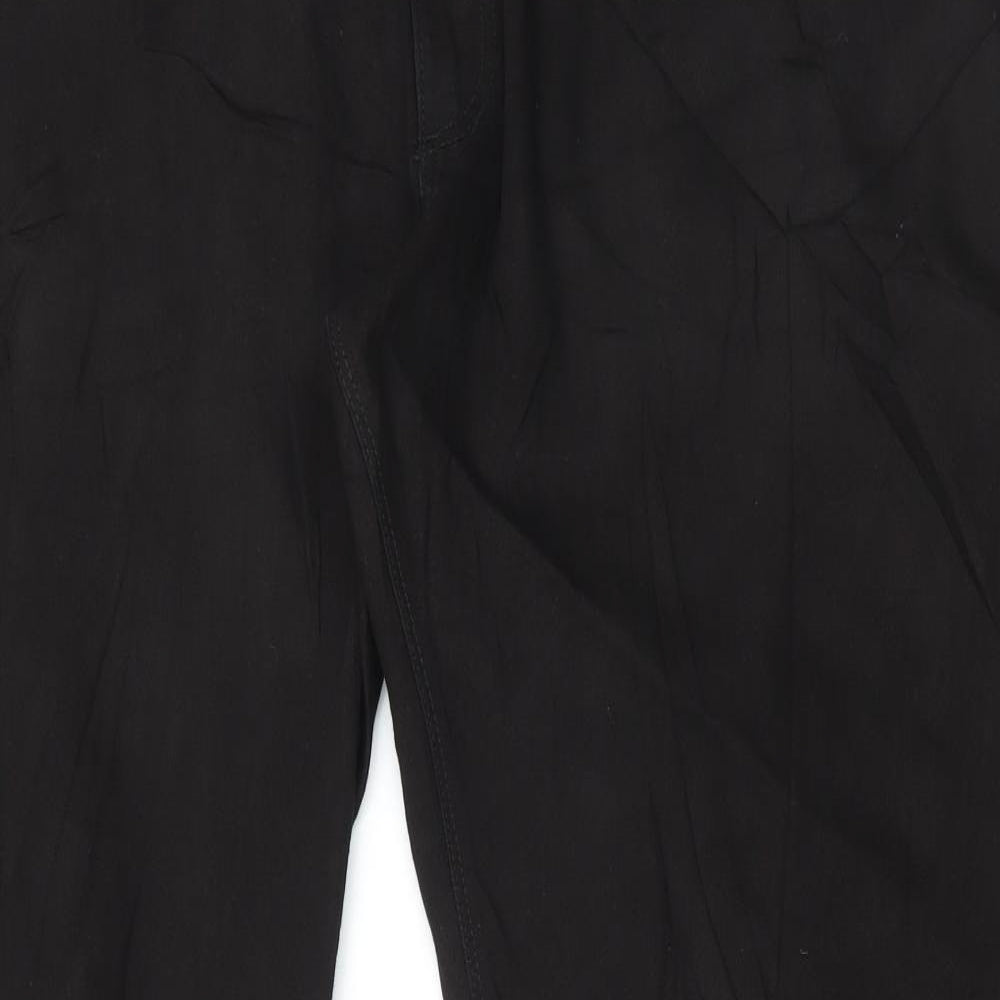 Marks and Spencer Mens Black Cotton Straight Jeans Size 50 in L35 in Regular Button