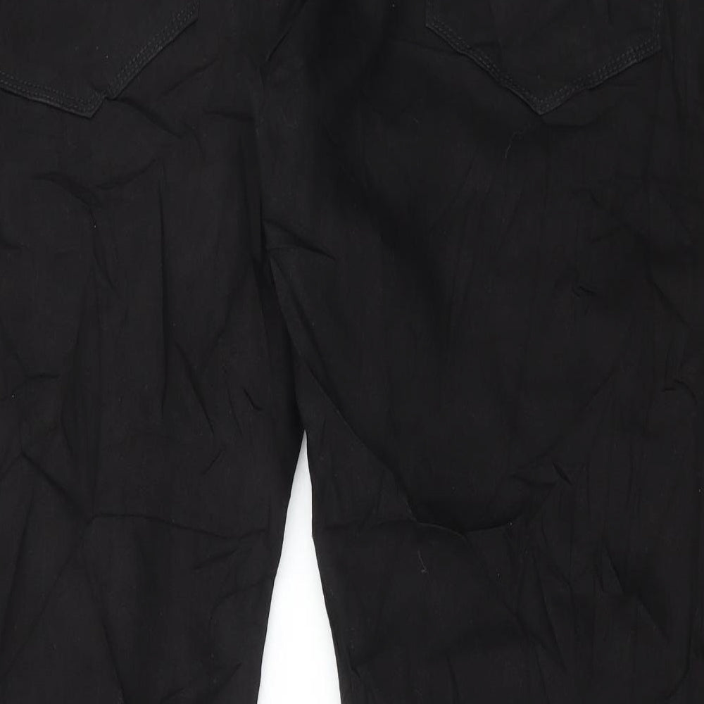 Marks and Spencer Mens Black Cotton Straight Jeans Size 50 in L31 in Regular Button
