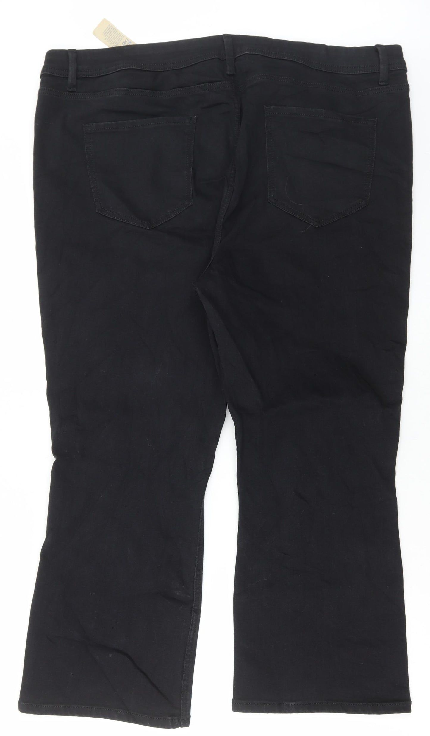 Marks and Spencer Womens Black Cotton Cropped Jeans Size 22 L25 in Regular Button